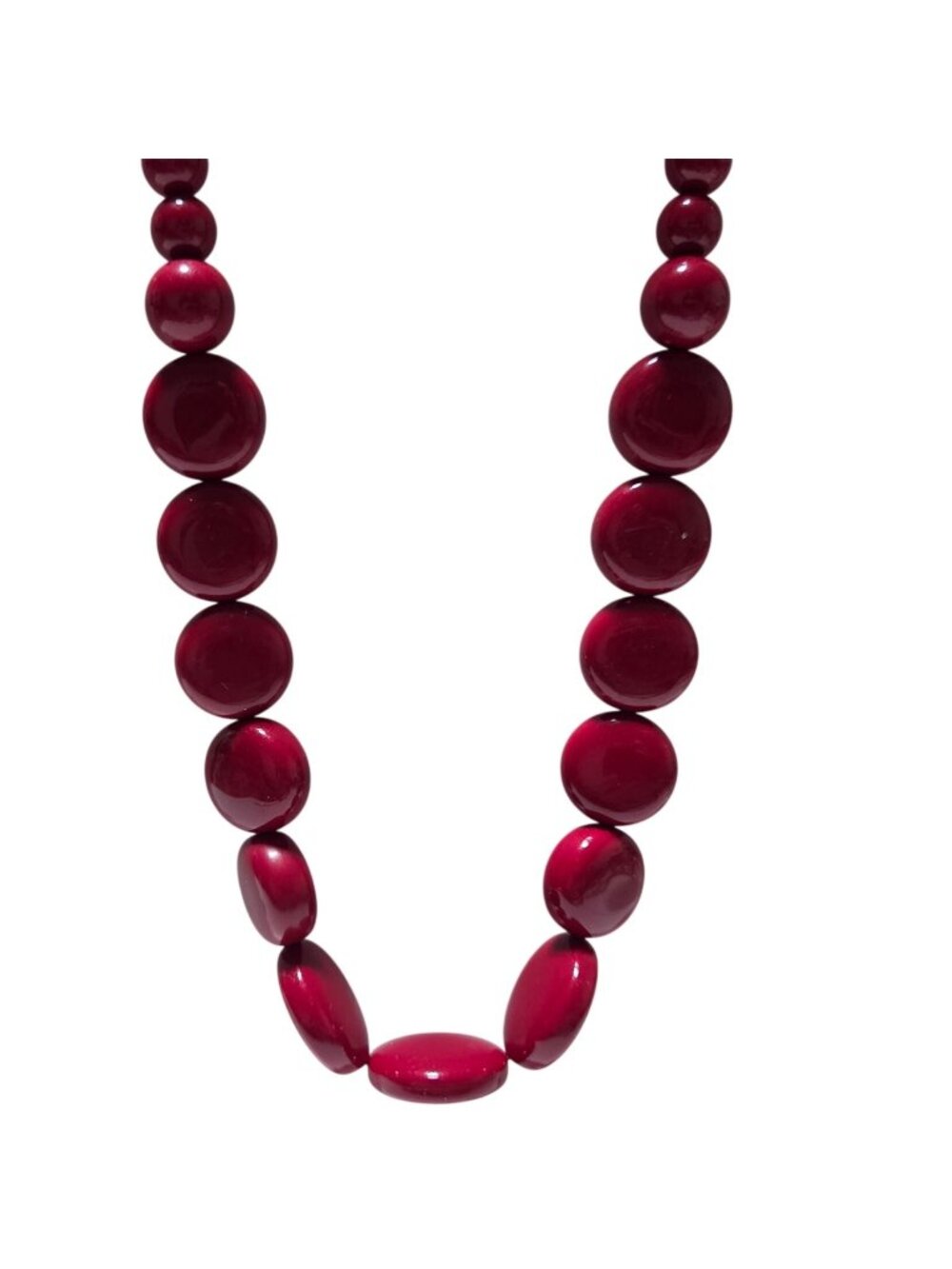 Vintage Red Chunky Beaded Necklace Bold Statement Retro 80s Fashion Jewelry